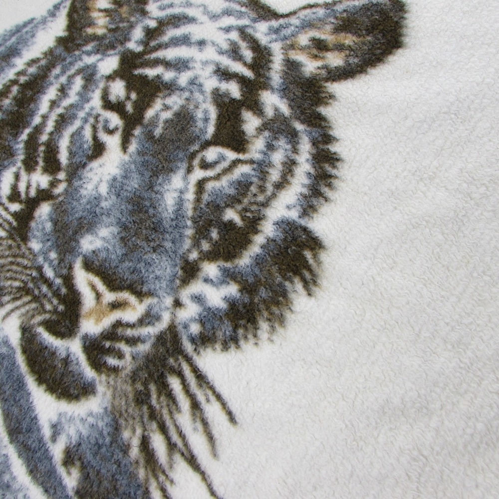 Vintage Biederlack Tiger Head Blanket Made in Spain Reversible Plush Throw 72x55 - Picture 7 of 16